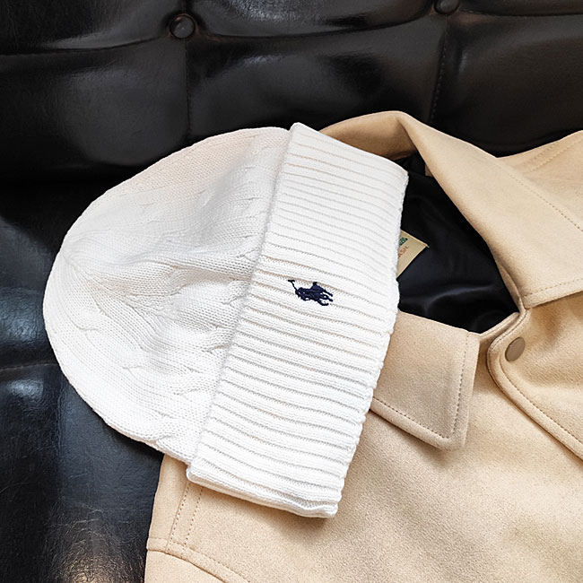 < POLO Ralph Lauren > COMBED COTTON CABLE KNIT HAT / CAP