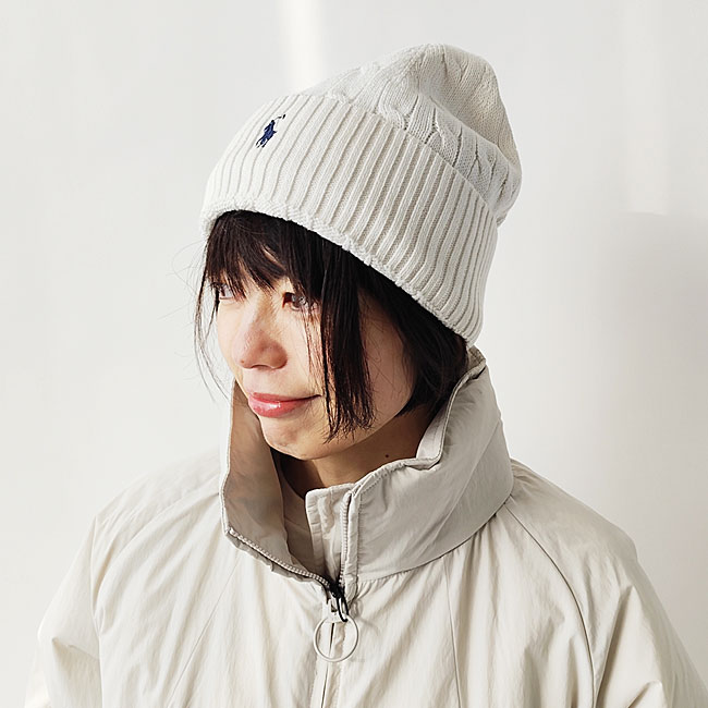 < POLO Ralph Lauren > COMBED COTTON CABLE KNIT HAT / CAP