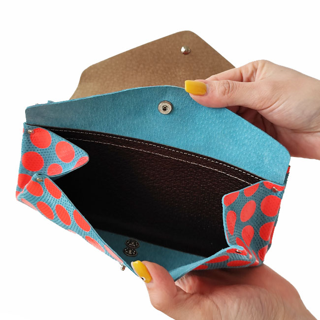 【一部予約】< carmine > Dot Leather Long Wallet Neon Color / 長財布