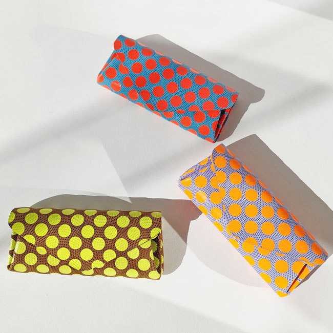 【一部予約】< carmine > Dot Leather Long Wallet Neon Color / 長財布