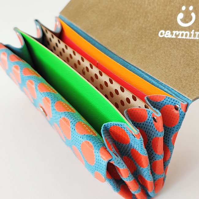 【一部予約】< carmine > Dot Leather Long Wallet Neon Color / 長財布
