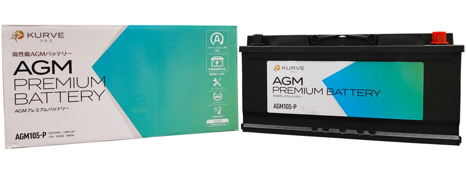 KURVE ���륨 AGM �Хåƥ꡼ �ץ�ߥ��� LN6 105Ah 1080CCA ���ƥʥ󥹥ե꡼ �������� Ĺ��394mm ��175mm �⤵190mm AGM105-P �����ɥ�󥰥��ȥå� ���������