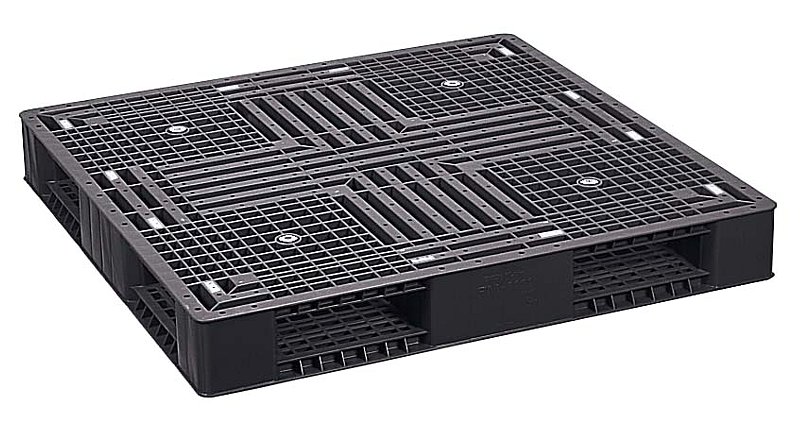 プラスチックパレット FM-1111RR 1100×1100×140Hmm 両面四方差し 黒