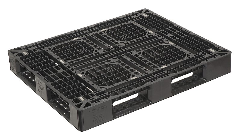 プラスチックパレット LA-1210RR 1200×1000×150Hmm 片面四方差し 黒