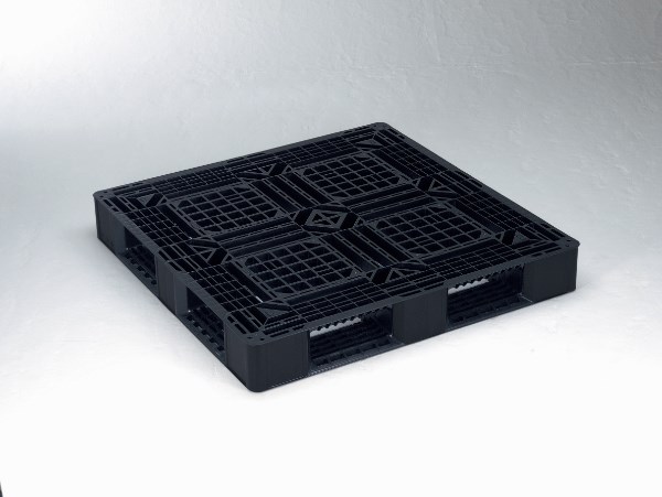 プラスチックパレット JL-D4・1111F 1100×1100×150Hmm 片面四方差し 黒