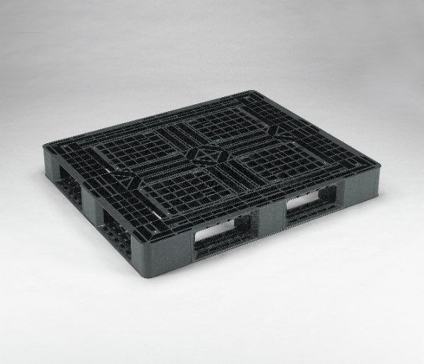 プラスチックパレット JL-D4・1210G 1200×1000×150Hmm 片面四方差し 黒