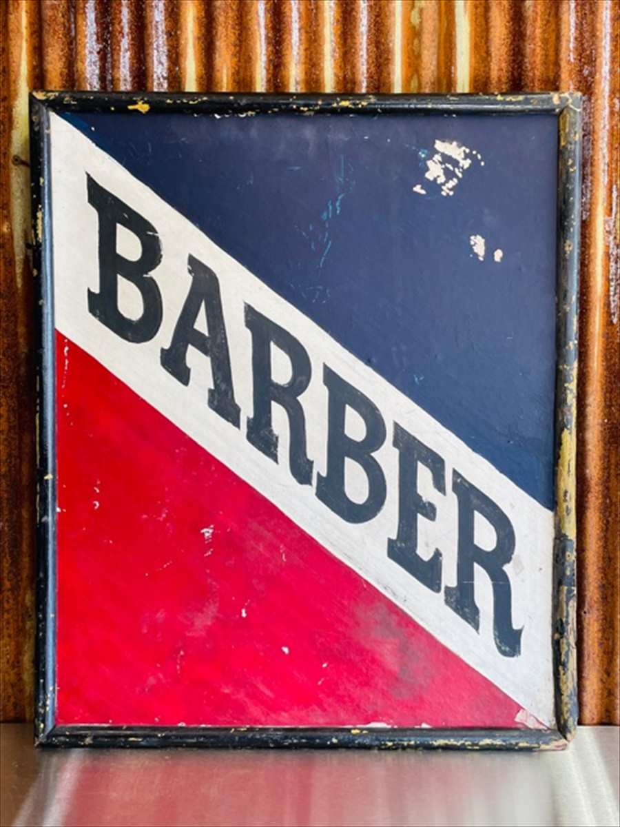 USA 1930's BARBER 木製 看板 | 看板,バーバー | Junk Street Custom