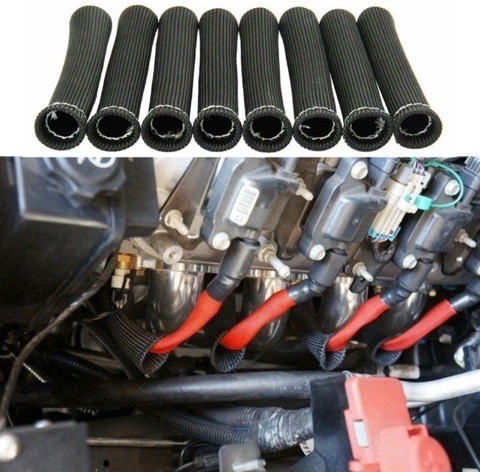 2個セット 耐熱 スパーク プラグ コード カバー プロテクター