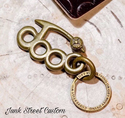 真鍮 メリケン キーホルダー 送料無料 キーリング バイカー ハーレー