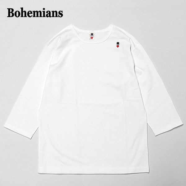 ボヘミアンズ/BOHEMIANS スパンリブクルーネックハーフスリーブTシャツ ストレッチ七分袖Tシャツ BT-50 メンズ レディース【1点のみメール便可能】