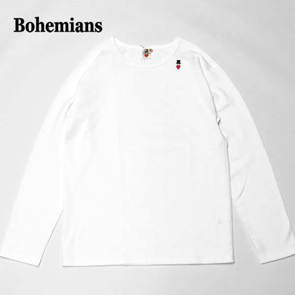 ボヘミアンズ/BOHEMIANS スパンリブクルーネックロングスリーブTシャツ ストレッチ長袖Tシャツ BT-60 メンズ レディース【1点のみメール便可能】