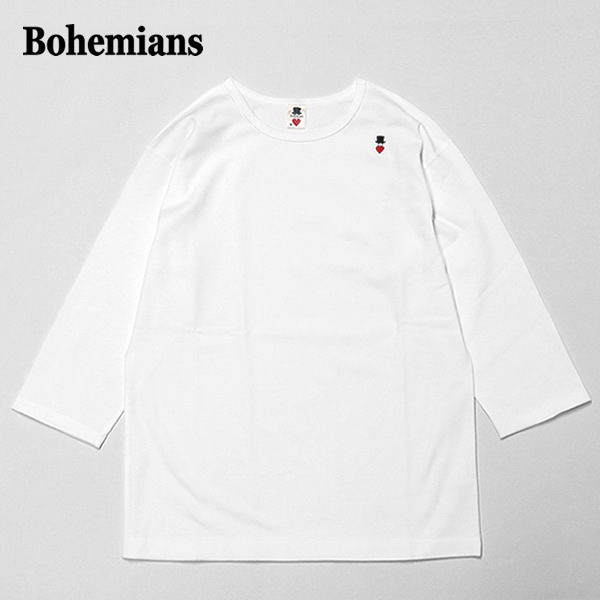 ボヘミアンズ/BOHEMIANS スパンリブクルーネックハーフスリーブTシャツ ストレッチ七分袖Tシャツ BT-50 メンズ レディース【1点のみメール便可能】
