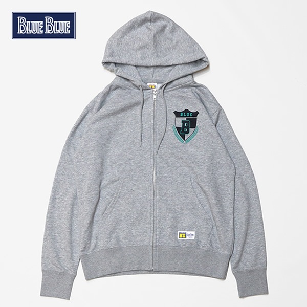 ブルーブルー×ラッセル/BLUE BLUE×RUSSELL エンブレムBジップパーカー スウェットジップアップパーカー 1000822 メンズ レディース
