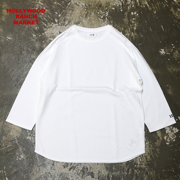 ハリウッドランチマーケット/HOLLYWOOD RANCH MARKET HエンブロイダリーベースボールTシャツ ゆったりシルエット 七分袖Tシャツ ハリラン 1006721 メンズ レディース【1点のみメール便可能】
