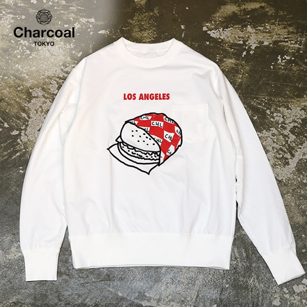 オリジナルチャコール/ORIGINAL CHARCOAL リバーシブルスウェット 長袖Tシャツ ロンT 薄手スウェット Reversible L/Sweat City Print(LA) 23-01-1-507 メンズ レディース