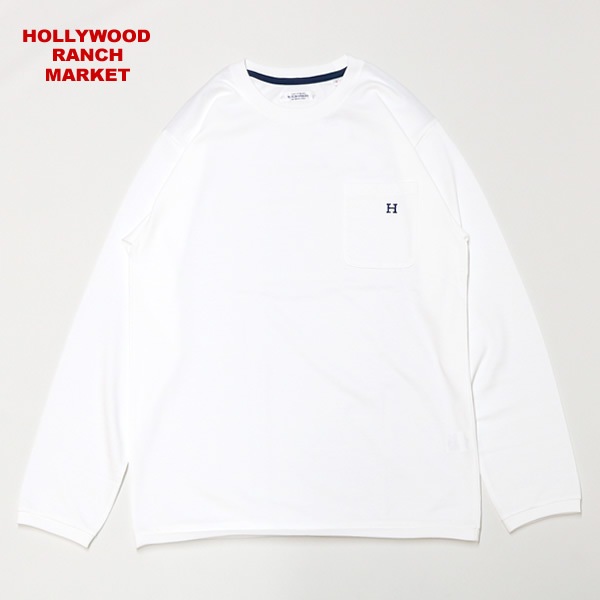 ハリウッドランチマーケット/HOLLYWOOD RANCH MARKET HエンブロイダリーナローリブLSTシャツ ゆったりシルエット 長袖Tシャツ ポケTEE ハリラン 1006719 メンズ レディース【1点のみメール便可能】