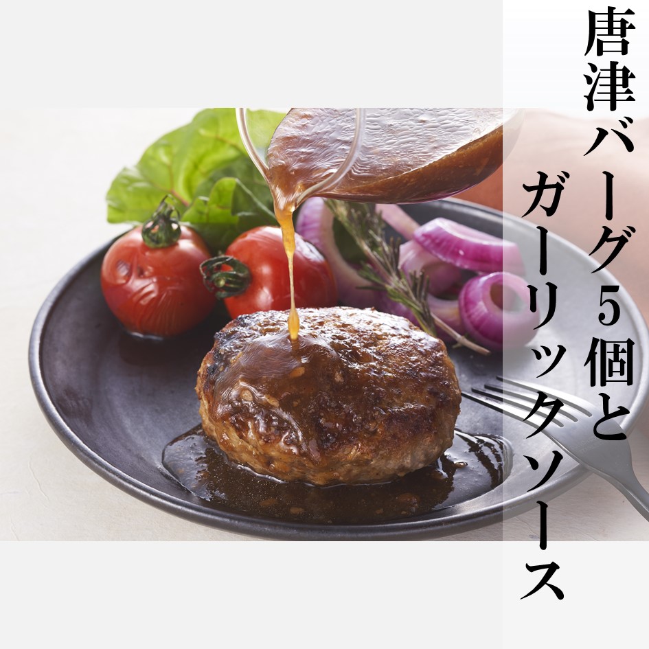 唐津バーグ5個とガーリックソース