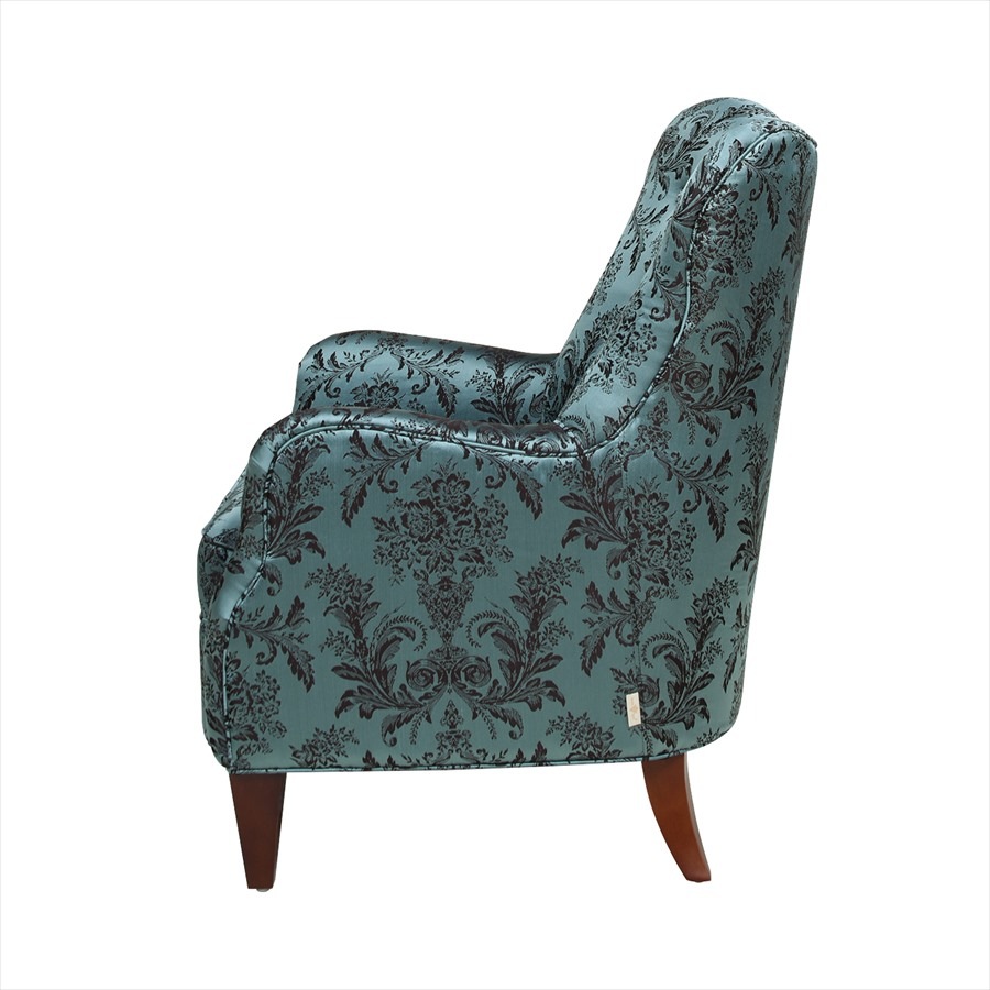 光沢あるブルーとブラウンのダマスク柄