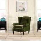 1人掛 ウィングバック アームチェア V036 Velour Olive Green