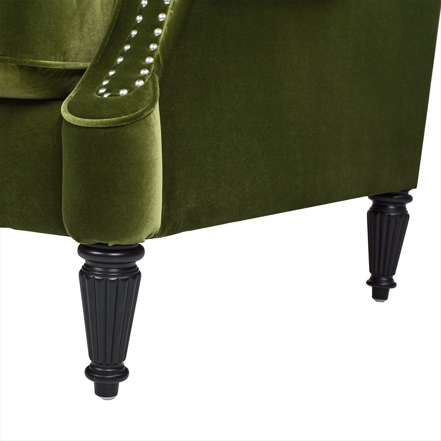 1人掛 ウィングバック アームチェア V036 Velour Olive Green