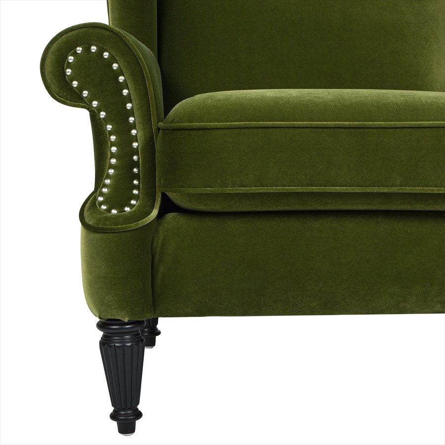 1人掛 ウィングバック アームチェア V036 Velour Olive Green