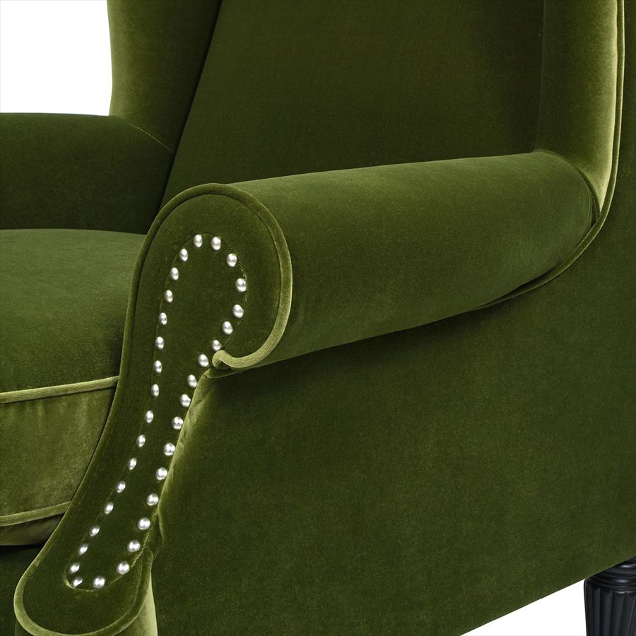 1人掛 ウィングバック アームチェア V036 Velour Olive Green