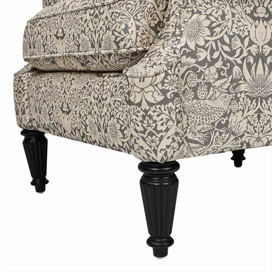 ウィングバック アームチェア 1人掛け Strawberry Thief Gray VI04