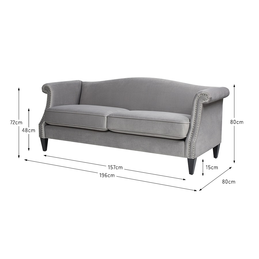 3人掛け ソファ Elaine 865 Velour Gray