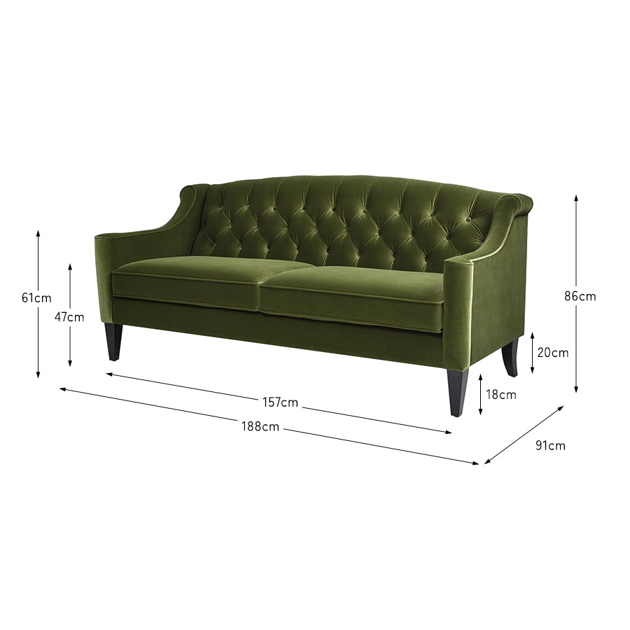 3人掛け ソファ KEN V036  Velour Olive Green