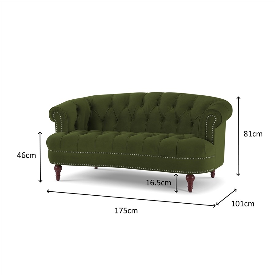 2人掛ソファ La Rosa V036 Velour Olive Green