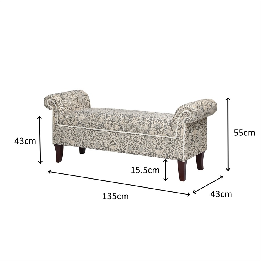 ロールアームベンチ Strawberry Thief Gray VI04