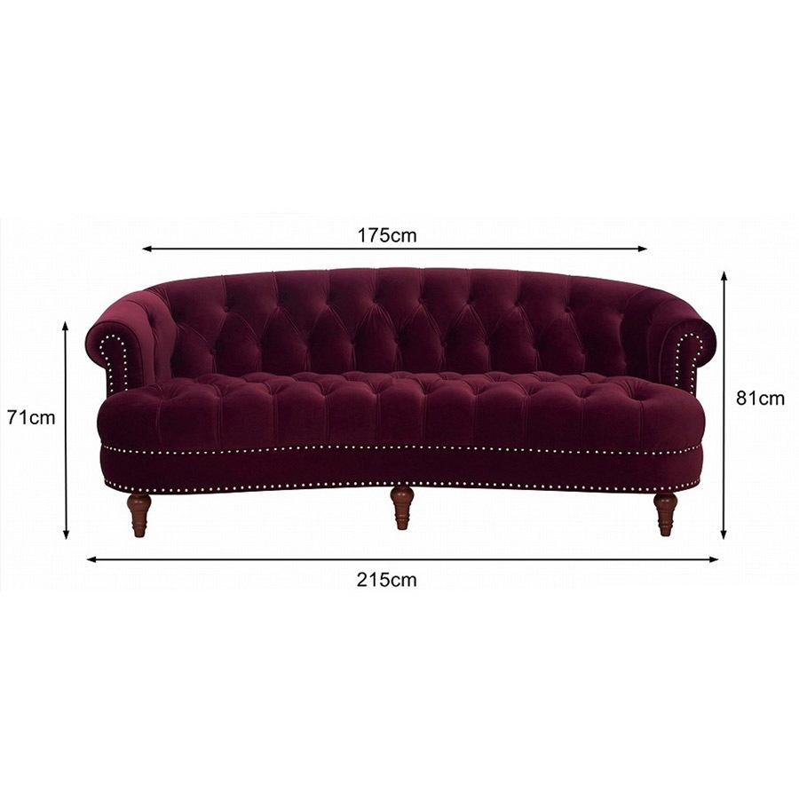 3人掛けソファ La Rosa 884 Velour Burgundy