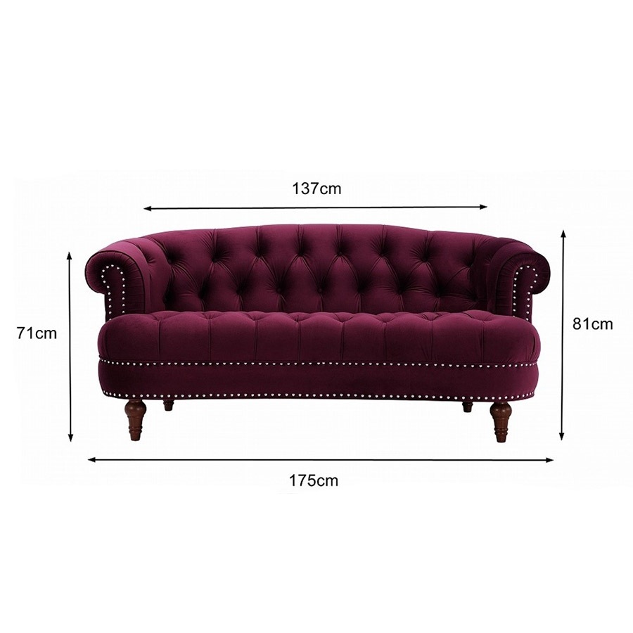 2人掛けソファ La Rosa 884 Velour Burgundy