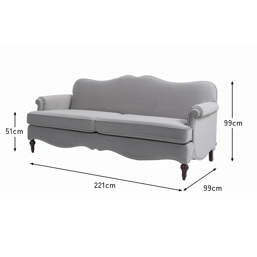 3人掛けソファ Bonanza 865 Velour Gray