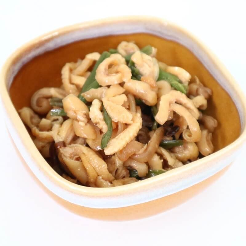 味付け鶏皮スライス山菜和え 1kg(種鶏皮/国産) 冷凍｜熟どり市場