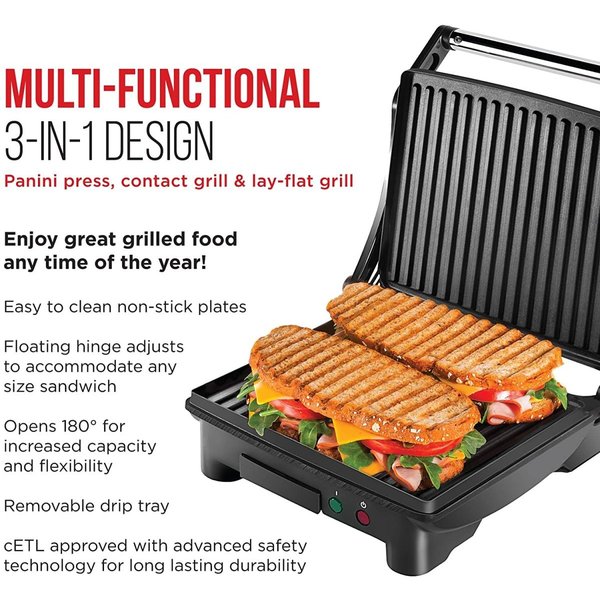 シェフマン 電気グリル Chefman パニーニ ホットサンド 室内