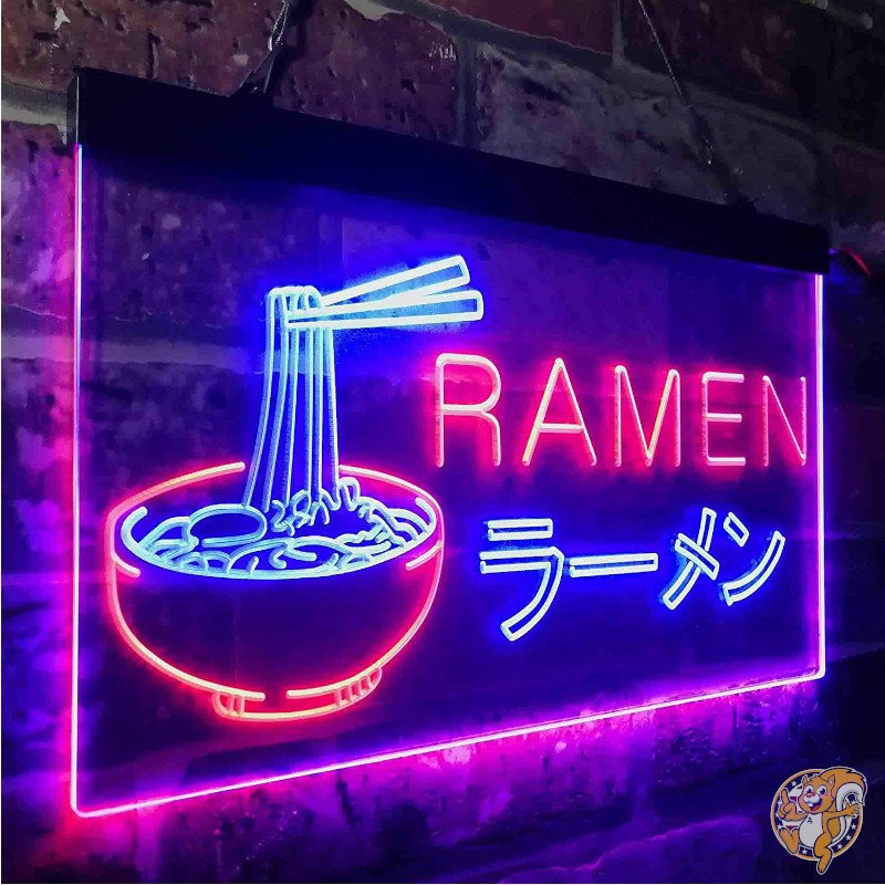 ラーメン屋 ネオンライト らーめんネオンサイン ブルー＆レッド
