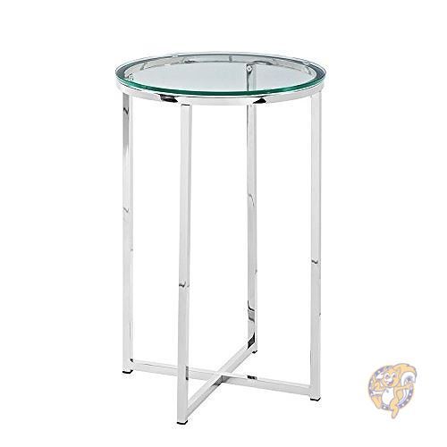 WE Furniture ガラス ラウンド サイド テーブル シルバーアメリカ輸入家具 アメリカ輸入雑貨|その他|アメリカ調理家電：種類別