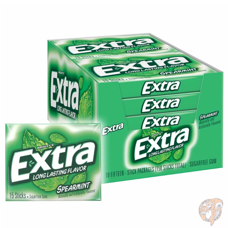 エクストラ EXTRA Spearmint スペアミント シュガーフリー ガム 15枚入り×10パックセット|その他|アメリカ調理家電：種類別