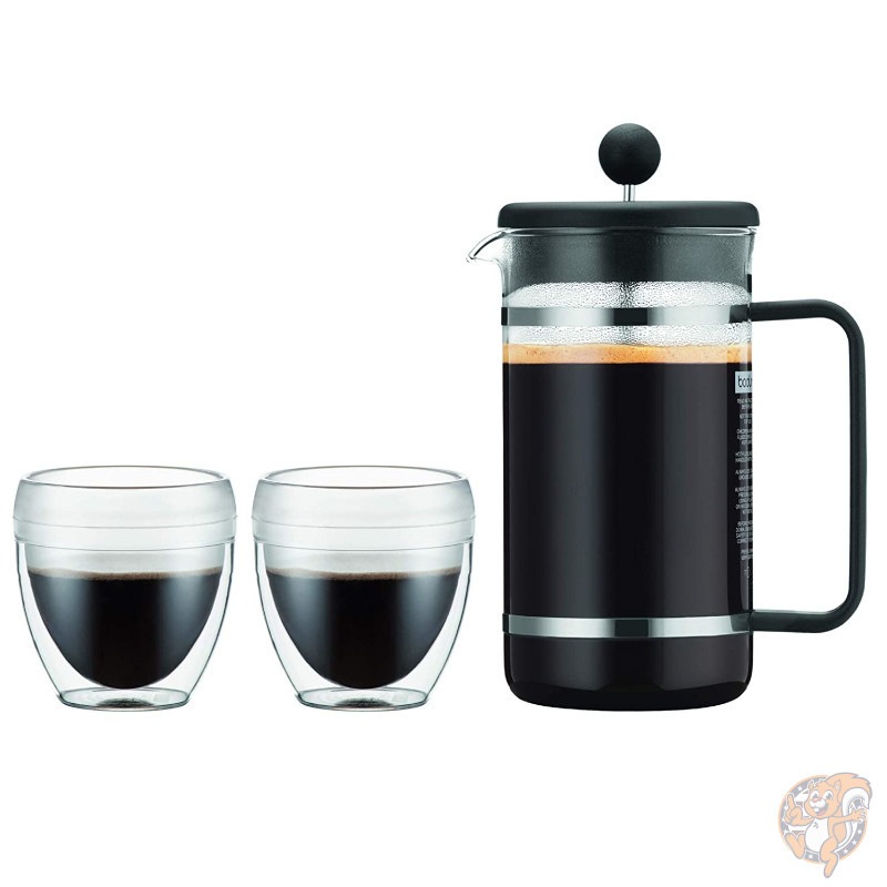 ボダム Bodum 飛散防止フレンチプレス コーヒーメーカー&タンブラー236ml 2個セット ブラック| コーヒーメーカー|アメリカ調理家電：種類別