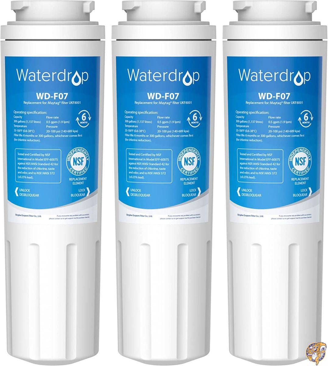 Waterdrop(ウォータードロップ) UKF8001 水フィルター EveryDrop Filter 4/EDR4RXD1/Whirlpool UKF8001AXX750/Maytag