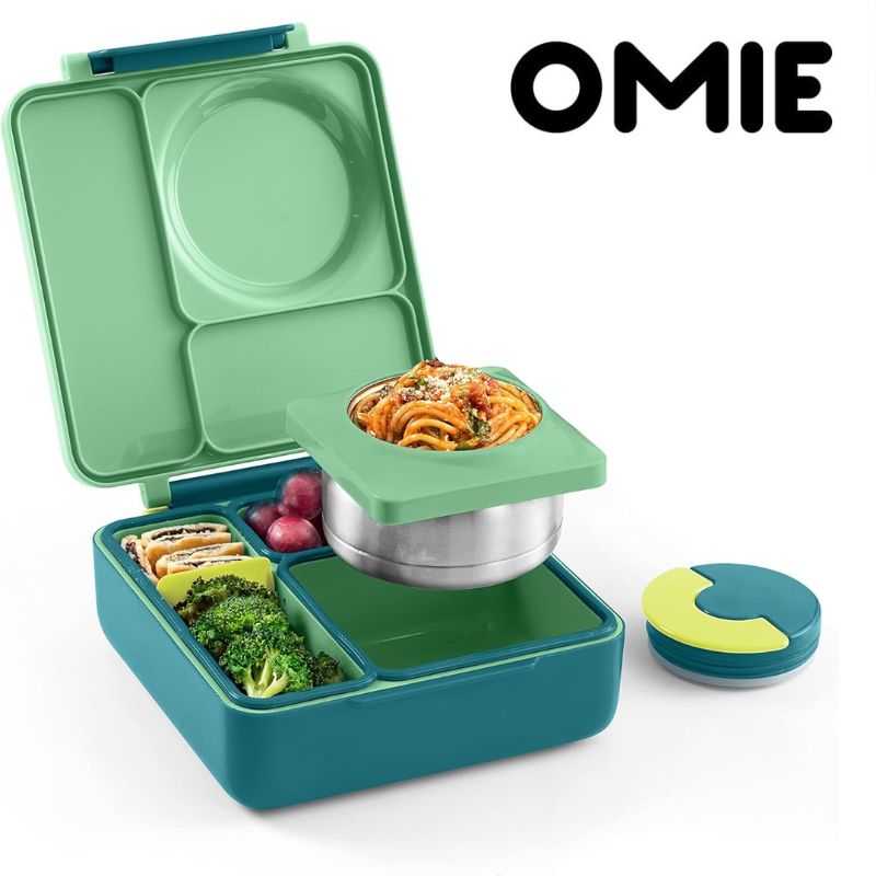 Omie Box 弁当ランチボックス 断熱魔法瓶付き 子供用 Meadow グリーン