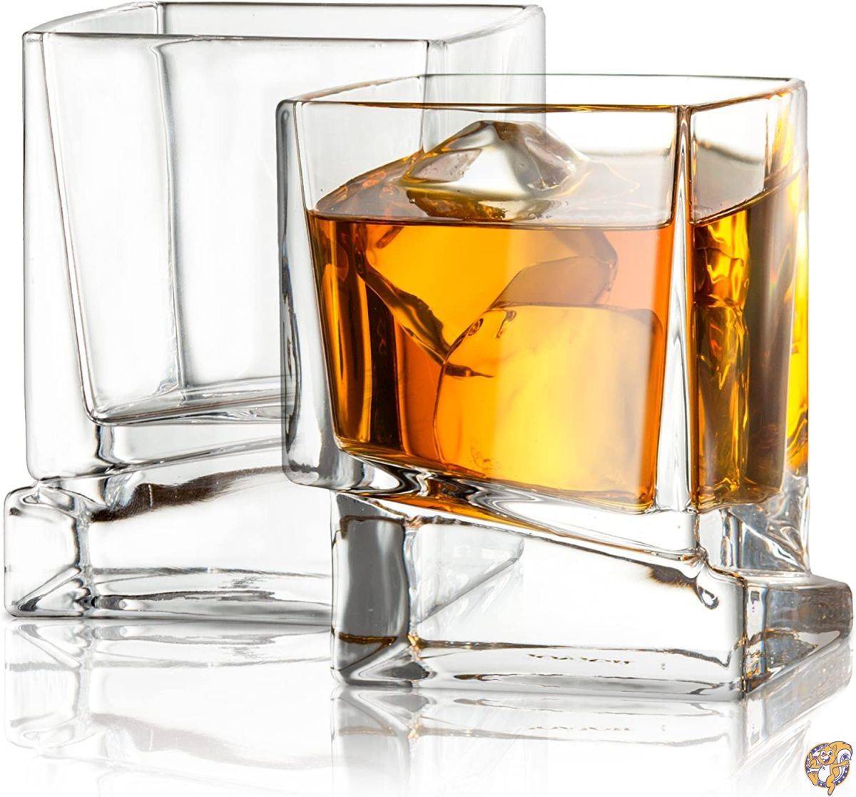 JoyJolt Carre Square Scotch Glasses, Old Fashioned Whiskey Glasses 300ml, Ultra Clear Whiskey Glass for Bourbon and