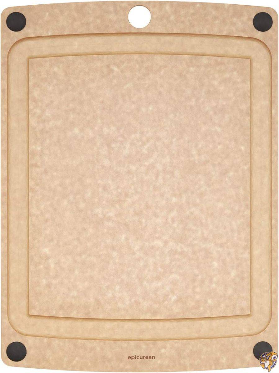 Epicurean オールインワン まな板 滑り止めの足とジュース溝付き 11.5インチ×9インチ ナチュラル/ブラック|キッチン雑貨|アメリカ調理家電：種類別