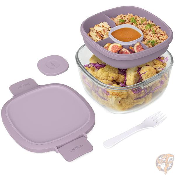 Bentgo サラダランチコンテナ BPA不使用 大型54オンスボウル 4コンパートメント 弁当スタイルトレイ サラダトッピングやスナック用 Bentgo サラダランチコンテナ BPA不使用 大型54オンスボウル 4