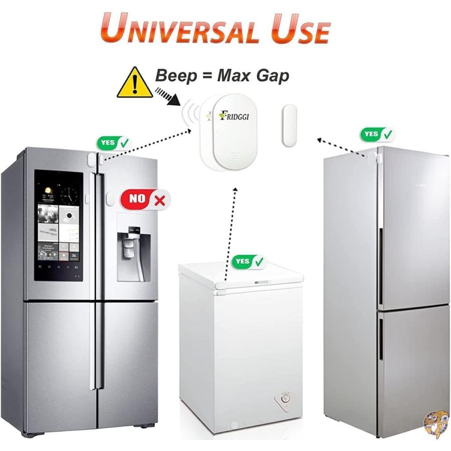 FRIDGGI 冷蔵庫ドアアラーム 左開き 冷凍庫オープンドアアラーム 遅延 60秒遅延アラート (グレー) 並行輸入 ポイント3倍!4日20時28時間FRIDGGI 冷蔵庫ドアアラーム