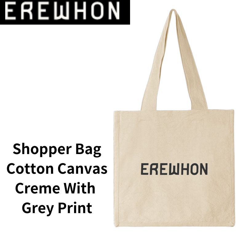 Erewhon エレワン ショッパーバッグ Creme With Grey Print Erewhon エレワン ショッパーバッグ エコバック Creme With Grey