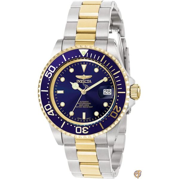 [インビクタ] 腕時計 Pro Diver 自動巻き 40mm ケース スチール ゴールド ステンレス鋼ストラップ 青ダイヤル 8928OB 送料無料