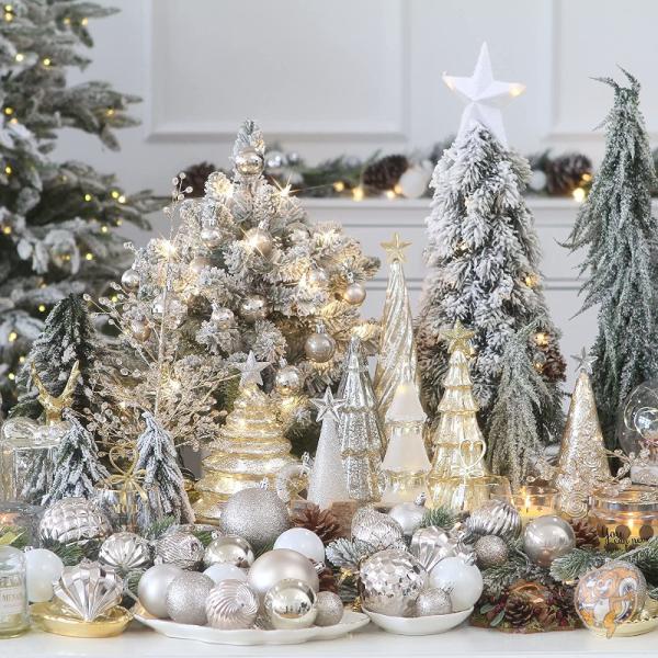 クリスマスツリー　シャンパンオーナメントのセット クリスマス】30PCSオーナメントセット ゴールド＆ホワイト＆シャンパン