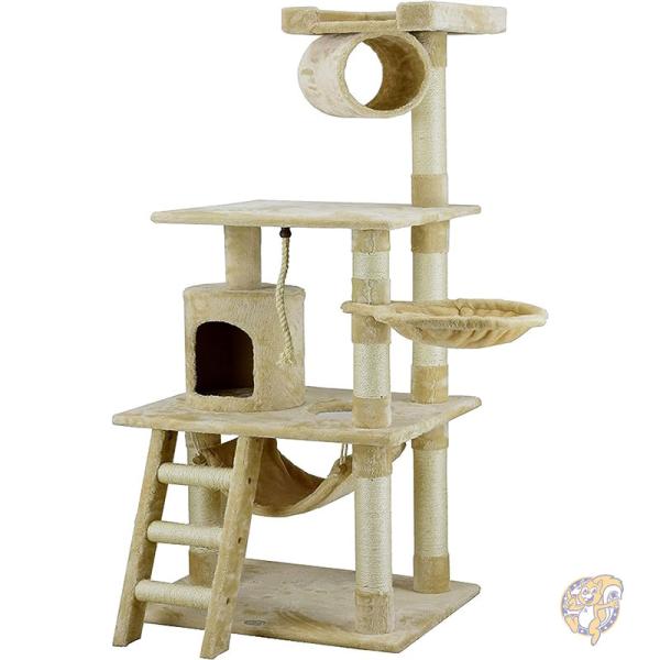 クラシックキャットツリー フェイクファー仕上げ 157cm キャットタワー キャットハウス アメリカ輸入 F67 Go Pet Club